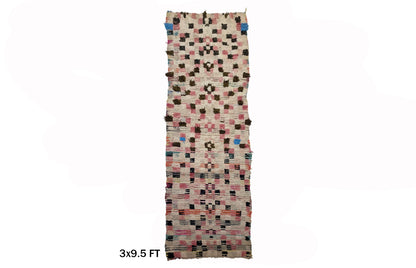 Moroccan Runner Rug 3x10, Vintage Berber Design Rug.