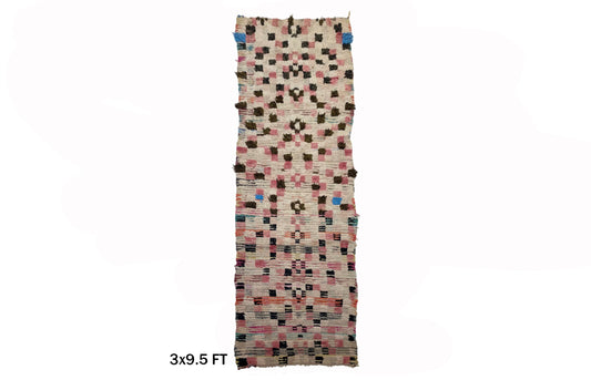 Moroccan Runner Rug 3x10, Vintage Berber Design Rug.
