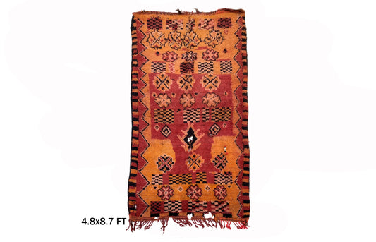 5x9 Vintage Wool Moroccan Rug, Authentic Boho Area Rug.