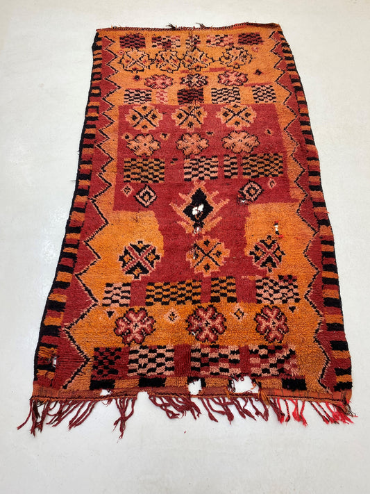 5x9 Vintage Wool Moroccan Rug, Authentic Boho Area Rug.