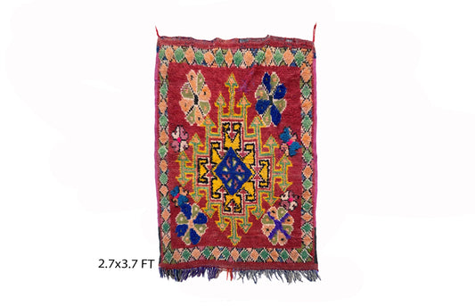 Small Moroccan vintage square 3x4 rug.