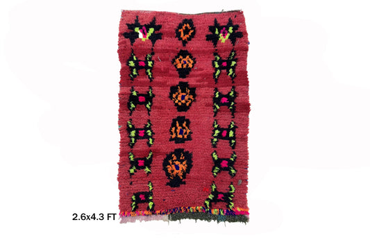 Petit tapis marocain vintage coloré 3x4.