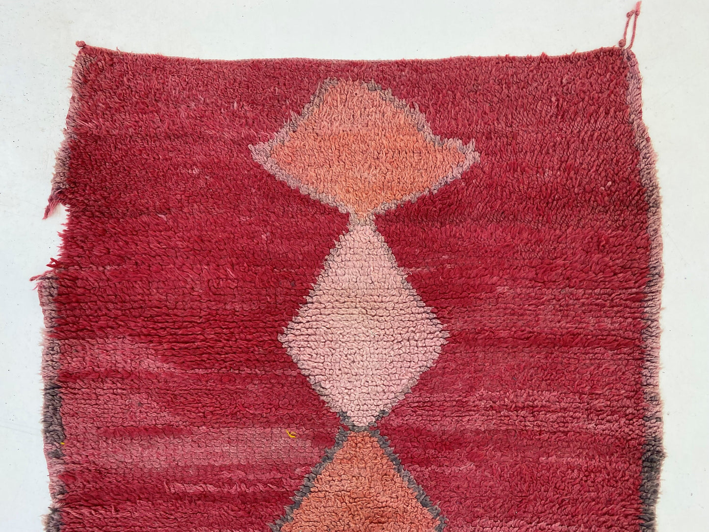 Rustic Red Moroccan Runner Rug, 4x9 Wool Rug with Diamond Design, Bohemian Home Decor.