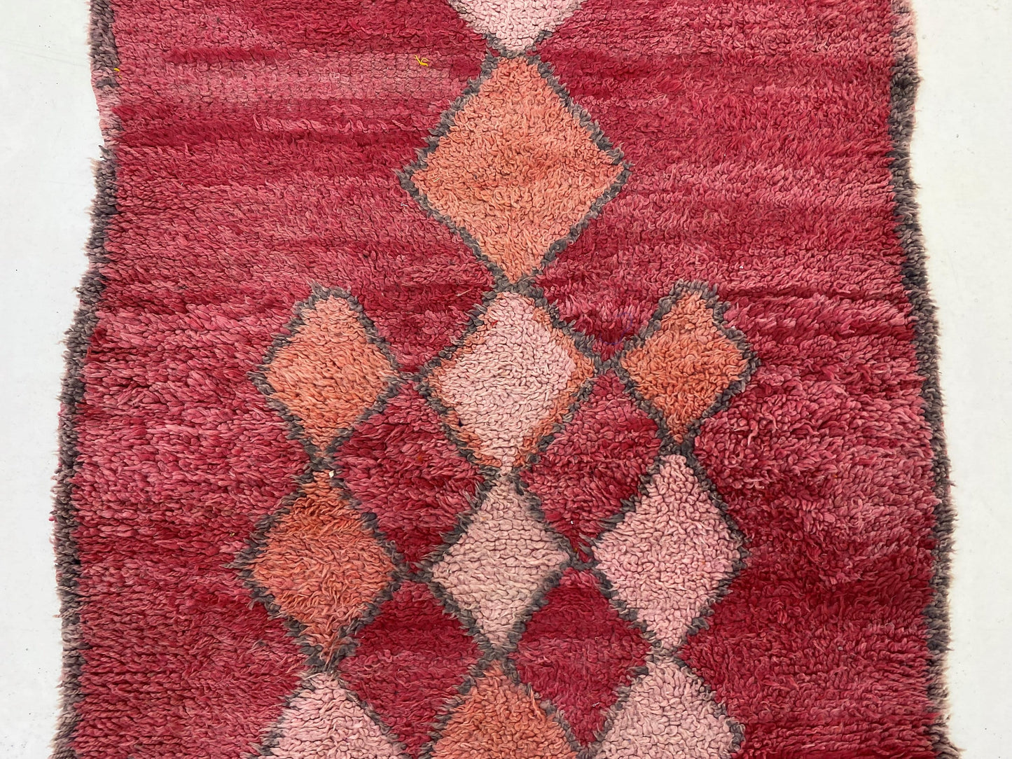 Rustic Red Moroccan Runner Rug, 4x9 Wool Rug with Diamond Design, Bohemian Home Decor.