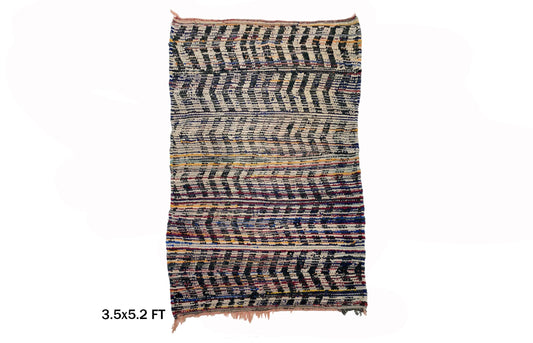 Moroccan Area Rug, 4x5 Hand-Knotted Wool Living Room Decor.