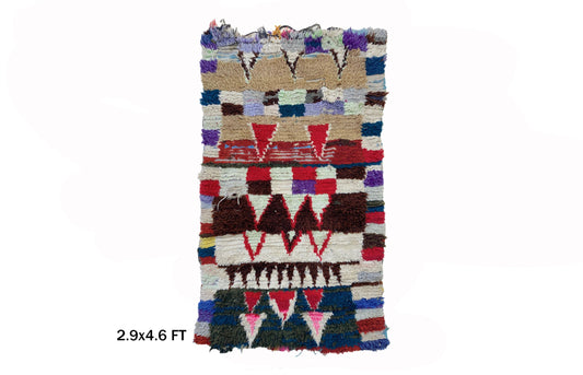 Colorful Vintage Moroccan Berber Rug 3x5, Unique Area Rug.