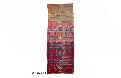 Narrow Moroccan Runner Rug 2x11 ft, Traditional Diamond Wool Runner, Long Narrow Hallway Decor.