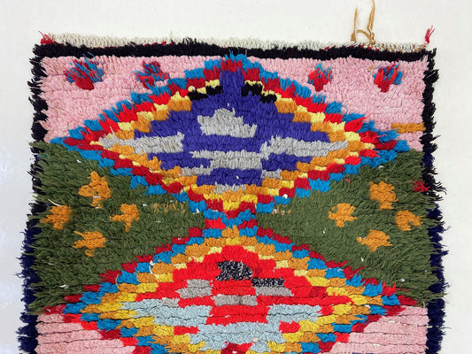Bohemian Colorful 3x6 Rug, Moroccan Runner, Diamond Floor Decor.
