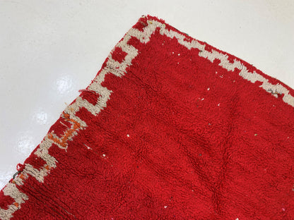 Hallway Vintage Red Runner, Moroccan Rug Runner, Unique Berber Wool 3x7 Rug.