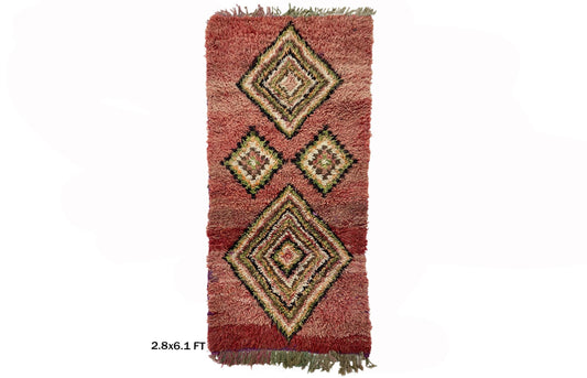 Diamond Berber 3x6 Runner, vintage Bohemian Runner, Moroccan Runner Rug.