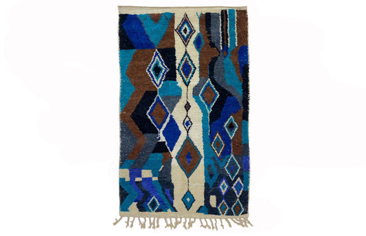 One of a Kind Hand Knotted Moroccan Berber Rug, Custom Colorful Area Rug.