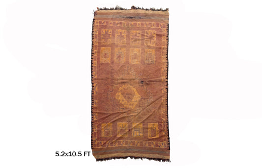 5x11 Unique Moroccan Wool Area Rug, Vintage Design.