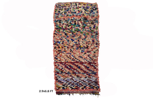 Berber Colorful 3x7 Rug Runner, Unique Vintage Rug Runner.