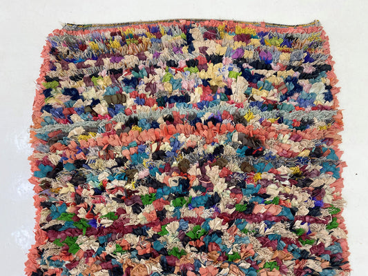 Berber Colorful 3x7 Rug Runner, Unique Vintage Rug Runner.