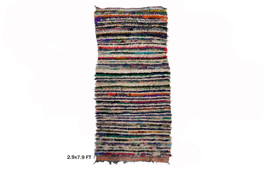 Long Striped 3x8 Runner Rug, Colorful Moroccan Rug Runner.
