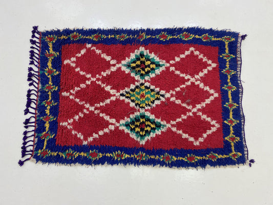 Small Berber Moroccan Rug 2x4, Vintage Colorful Home Decor.