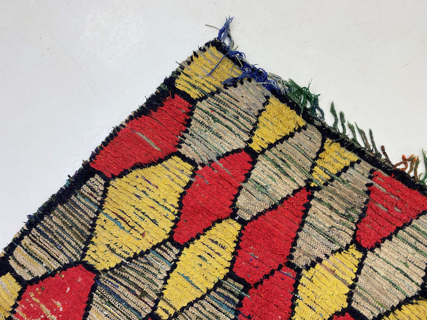 4x7 Vintage Moroccan Area Rug, Diamond Design.