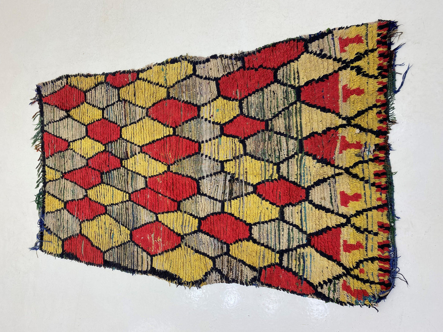 4x7 Vintage Moroccan Area Rug, Diamond Design.