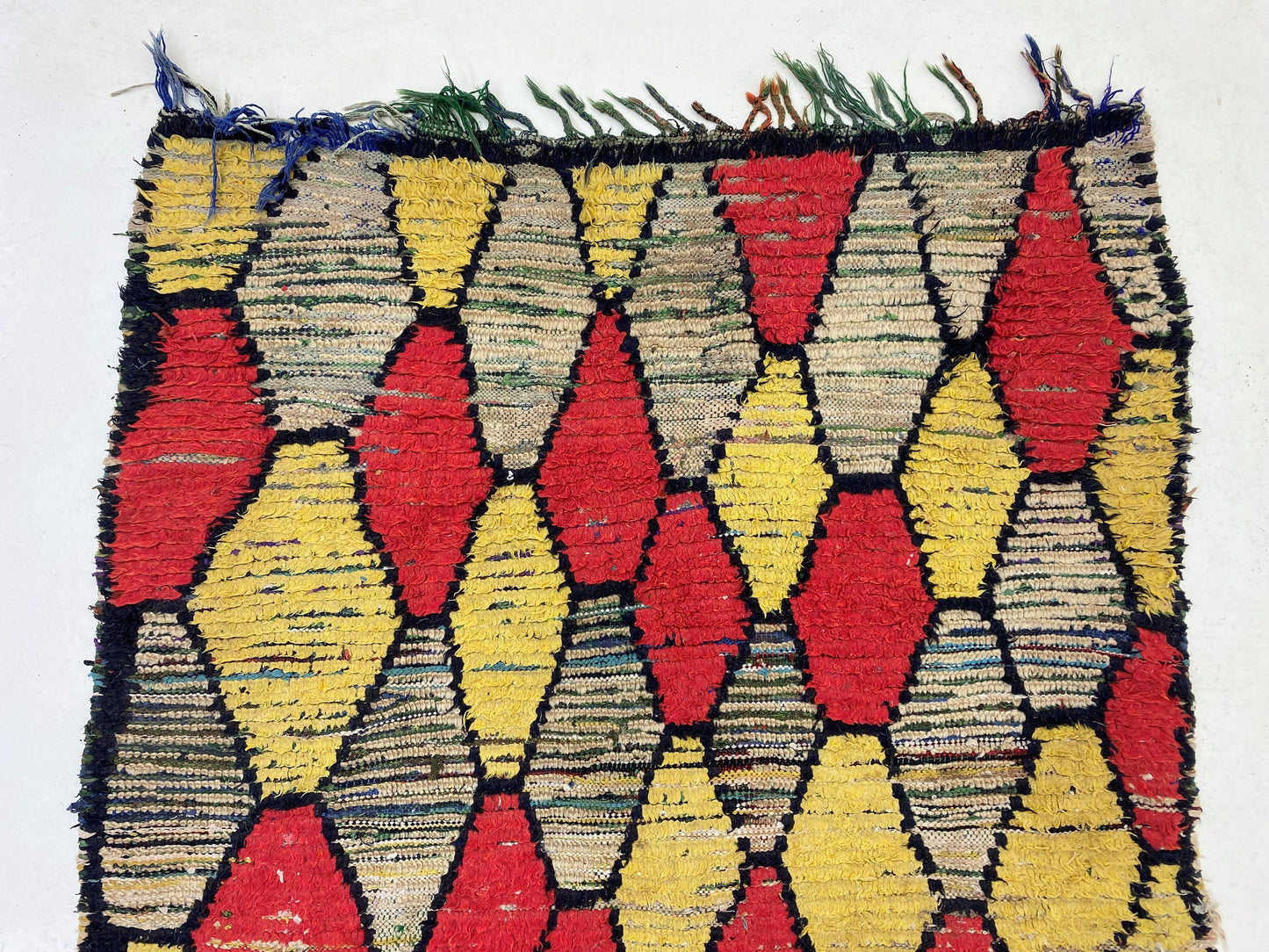 4x7 Vintage Moroccan Area Rug, Diamond Design.