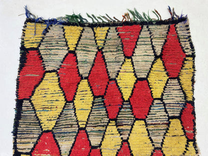 4x7 Vintage Moroccan Area Rug, Diamond Design.