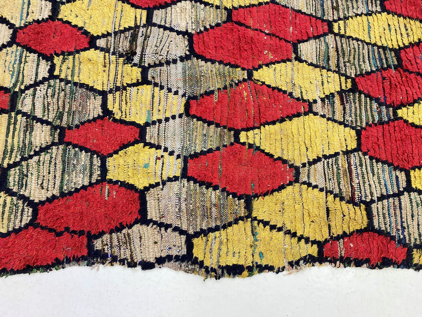 4x7 Vintage Moroccan Area Rug, Diamond Design.