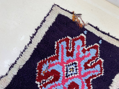 Vintage Berber Runner Rug, Narrow Colorful 9x3 Runner.
