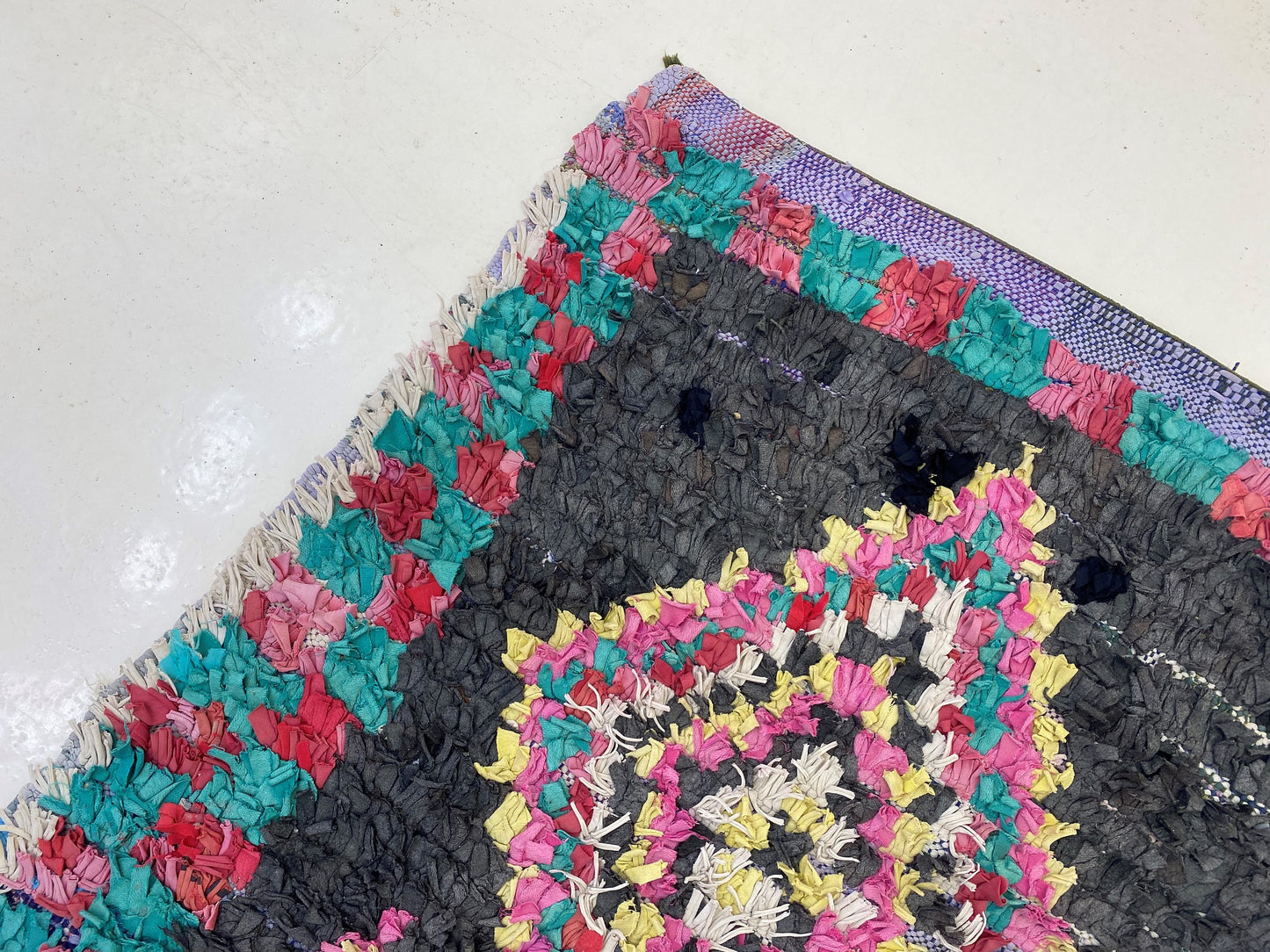 3x8 Boucherouite Moroccan Runner Rug, Berber Vintage Colorful Runner.