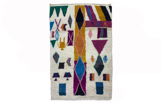 Handmade Colorful Living Room Area Rug, Custom Wool Moroccan Berber Rug.