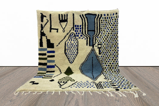 Large Handmade Moroccan Area rug, Custom Size Berber Rug.
