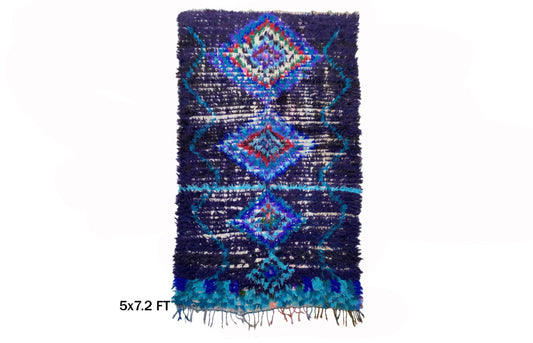5x7 Authentic Moroccan Vintage Runner Rug, Woven Berber Design.