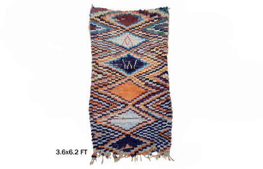 4x6 Moroccan Colorful Area Rug, Vintage Bohemian Decor.