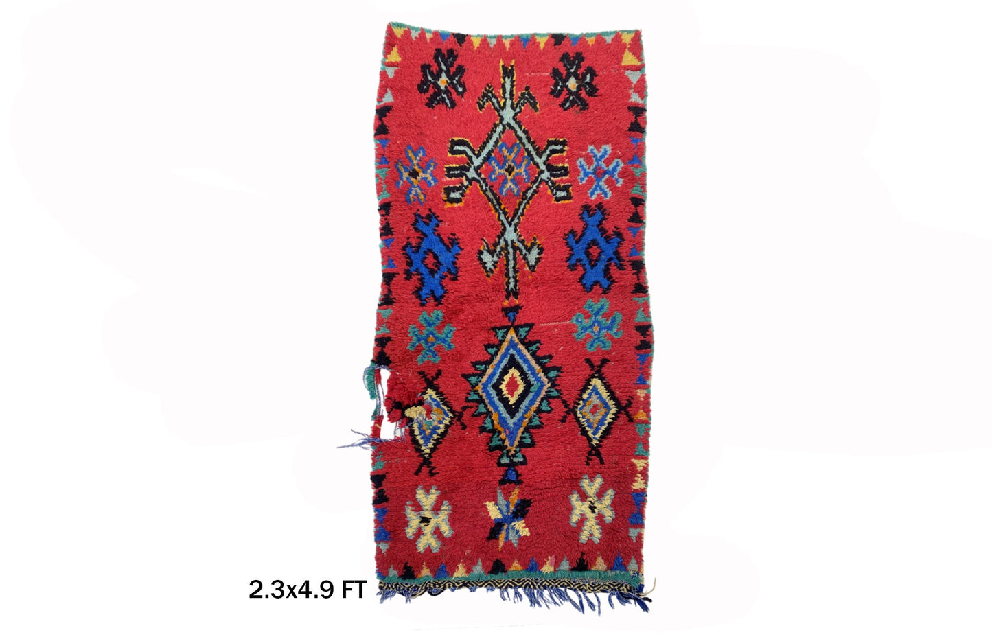 Petit tapis marocain 2x5, tapis berbère vintage en laine.