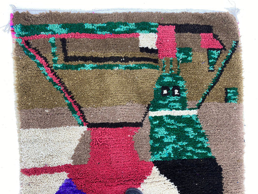 Colorful Moroccan Berber Rug, Vibrant Geometric Rug.