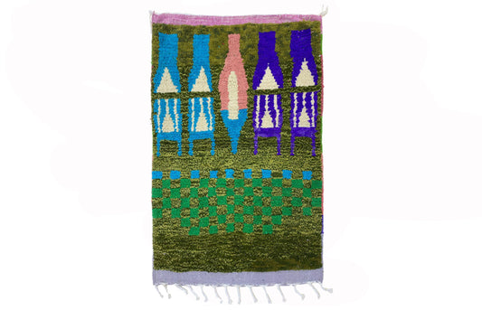 Handmade Moroccan Berber Rug, Colorful Boho Custom Area Rug.