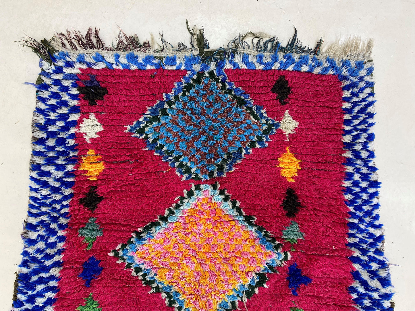 3x8 Vintage Moroccan Colorful Runner Rug.