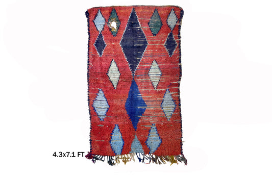 4x7 Moroccan Diamond Area Rug, Vintage Traditional Rug.