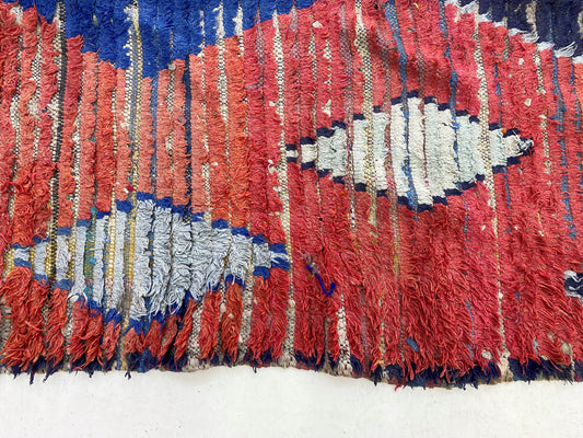 4x7 Moroccan Diamond Area Rug, Vintage Traditional Rug.