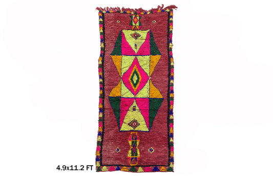 5x11 Vintage Moroccan Geometric Runner Rug.