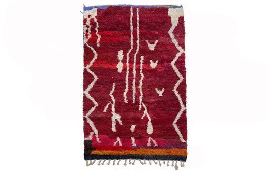 Luxurious Handmade Wool Rug, Moroccan Red Area Rug.