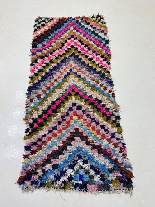 Tapis de couloir marocain coloré 3x7, tapis de décoration d'intérieur coloré.