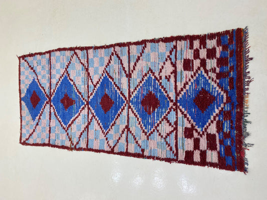 Moroccan Rug, 3x7 Vintage Bohemian Decor Runner Rug, Colorful Azilal Rug.
