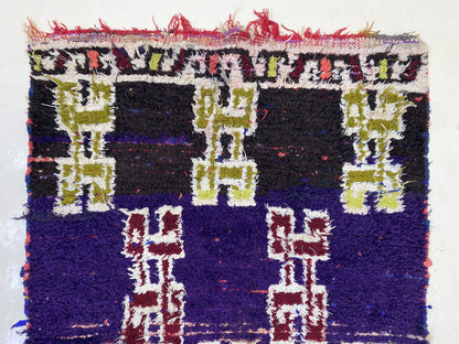 Vintage Moroccan Rug Runner, 3x9 Vibrant Berber Rug, Unique Geometric Runner.