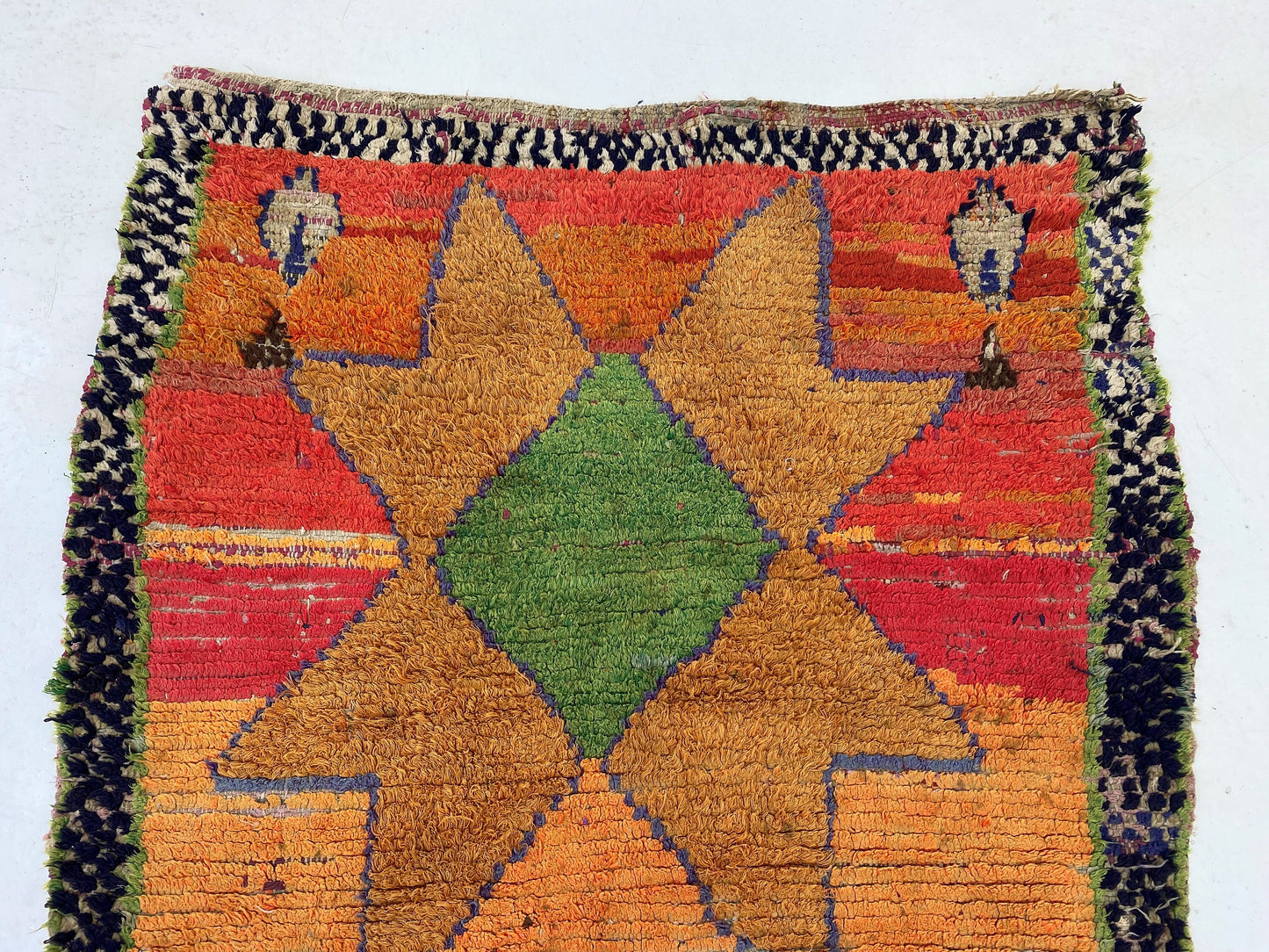 4x8 Vintage Moroccan Runner Rug, Colorful Berber Runner.