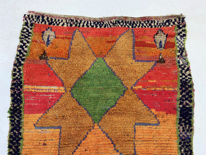 4x8 Vintage Moroccan Runner Rug, Colorful Berber Runner.