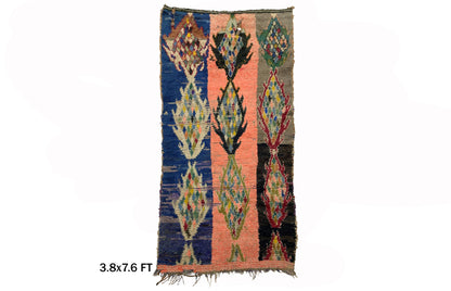 Moroccan Rug, 4x8 Artistic Vintage Colorful Rug, Berber Home Decor.