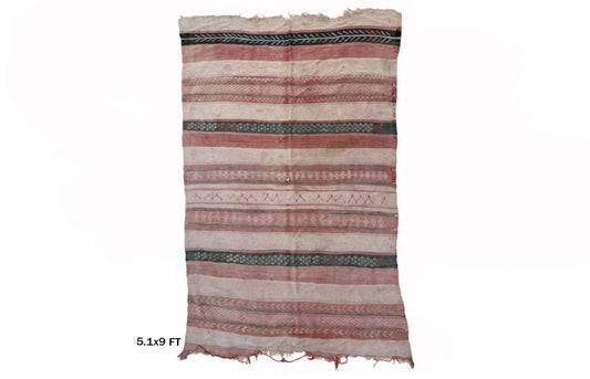 Flatweave Vintage Moroccan Area Rug 5x9 ft.