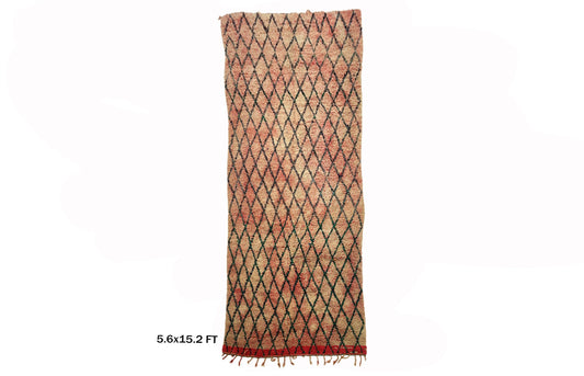 Vintage Grid Moroccan 6x15 Rug Runner.