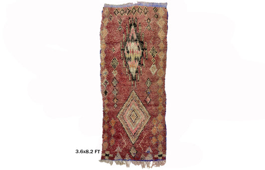 Vintage decor runner, Moroccan 4x8 Runner Rug.