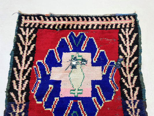 Colorful Moroccan 4x7 Rug, Vintage Wool Boho Area Rug.