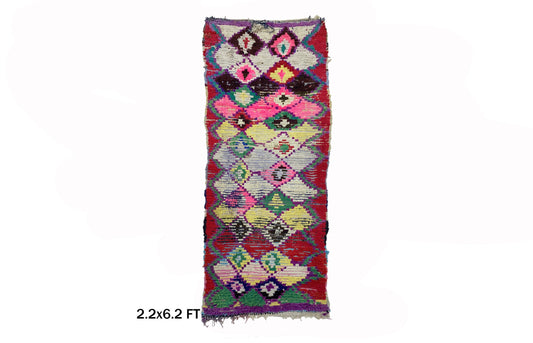 Tapis de couloir berbère marocain 2x6, tapis de couloir vintage coloré, décoration d'intérieur bohème.